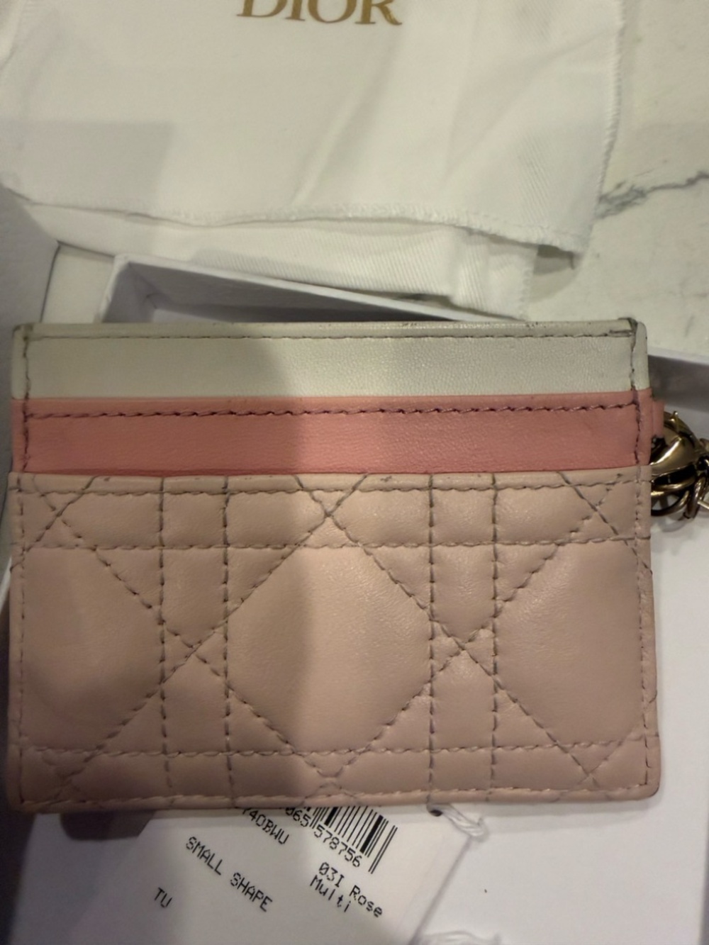 Dior Leather Card Holder with DIOR charms Pink - Picture 2 of 4